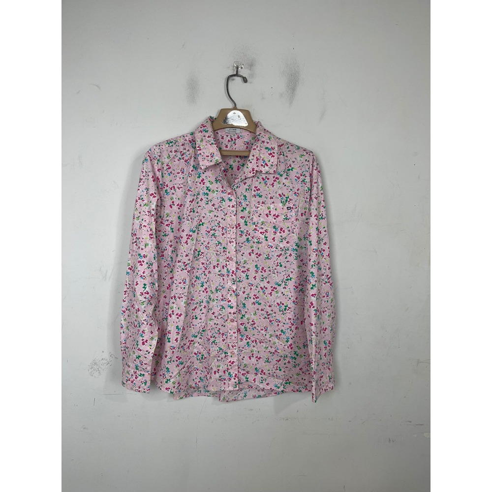 Crown & Ivy Pink Floral Button Down Shirt Womens XL Long Sleeve Cotton Blend